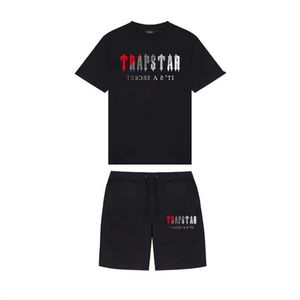 Summer Trapstar 인쇄면 Tshirt 세트 스트리트웨어 트래픽 남성 스포츠웨어 트라프타 T 셔츠 및 짧은 재킷 스톱 Qing