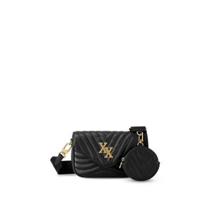 Crossbody Bag Single Shoulder Bag New Wave Series Metal Logo Flip Open and Close Cowhide Material Business Classic Gold Chain