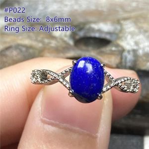 Cluster Rings Top Natural Royal Blue Lapis Ring For Woman Anniversary Love Gift 8x6mm Lazuli Crystal Beads Gemstone Jewelry Adjustable