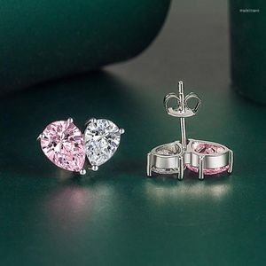 Stud Earrings Sweet Heart Shaped Cubic Zirconia Pink Irregular Dangle Earring Romance Party Dinner Christmas Year Jewelry