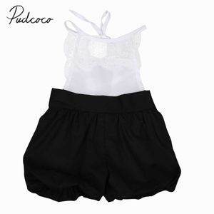 Pagliaccetti Citgeett Cute Kids Neonate Top in pizzo Pagliaccetto Tuta Abiti in cotone bianco e nero Abiti 1-6Y L230314