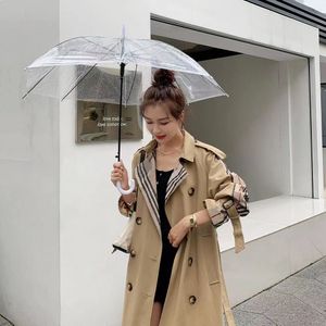Designer High-quality New Khaki Checked Patchwork Trench Coat Fashion Mid-length England Style Loose Trench Coat