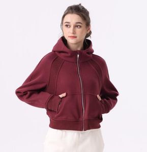 LU-68 Yoga Outfits Full Zipper Scuba Hoodies Women's Leisure Sports Sweater Running Fitness Plush Thickened Coat Jacket