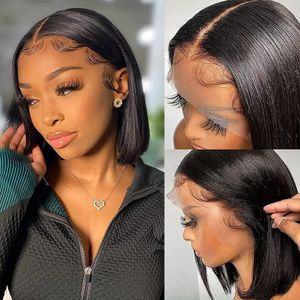 Lace Wigs Short Bob Human Hair 13x4 Front Brazilian Straight For Black Women Pre Plucked 230314
