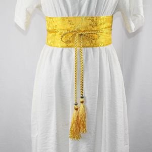 Bälten kinesisk stil Hanfu midjebandmönster Brocade Tassel Bälte för kvinnor 2023 Retrobredd Cummerbunds Lady Corset midjebältesbälten