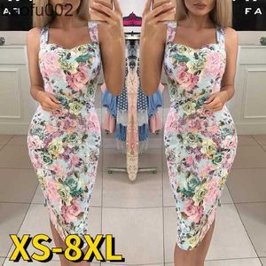 Casual Dresses 2022 New Women Fashion Rose Print Dress Floral Party Gown Pencil Bodycon Summer Sexy Knee Length Skirt W0315