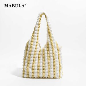 Bubble Striped Women Tote Grocery Bag Lightweight Summer Beach Handbag Fashion Reusable Shoulder Purse Big Bookbag 230315