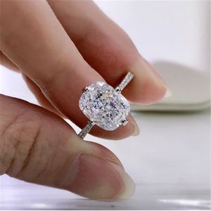 Poduszka cięta 3CT Moissanite Diamond Pierścień 100% Real 925 Srebrny Party Wedding Pierścienie dla kobiet biżuteria zaręczynowa