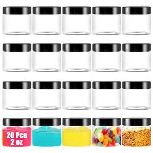 Garrafas de armazenamento 20pcs 60 ml frascos redondos de plástico transparente Recipiente cosmético reabastecido com tampa para amostra de cremes líquidos