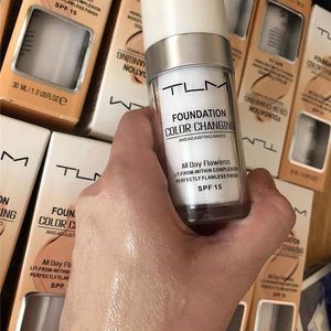 TLM 30ML Magic Color Changing Fondotinta liquido Base per trucco Nude Face Cover Correttore Trucco a lunga durata Fondotinta per tono della pelle 3 pezzi