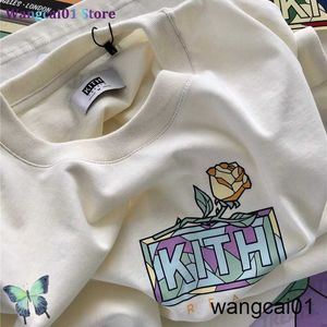 Wangcai01 Diy T-shirt Kith Box Godfather T-shirt Casual Men Women Kith T Shirt Floral Print 100% Cotton Oversize Tops 0315H23
