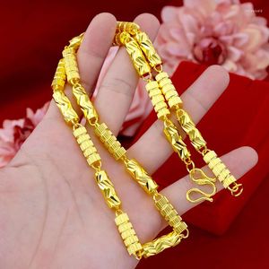 Chains Fashion Luxury Men's Necklace 24K Gold Chain Solid Car Flower For Men Wedding Engagement Anniversary Jewelry Gifts Male