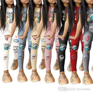 Women Tracksuits Two Pieces Set Designer 2023 New Fashion Latters Pattern Positioning Printing Slim Pants Suits 7 Colours S-XXL