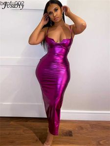 Повседневные платья Jusahy Midnight Club Purple Maxi платье для женщин мода Neon Y2K Сексуальные бретельные бретельные бретельные бретельные наряды Slim Party Summer Trend W0315