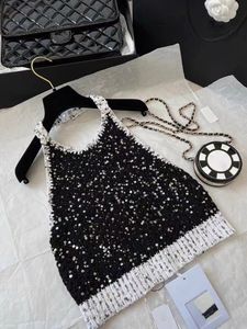 Women's T-Shirt Designer Summer New Tube Top Vest Sequins T-Shirt Hollow Out Sexy Top-Grade Casual Shirt Sling Tops Fashion Polo Mother's