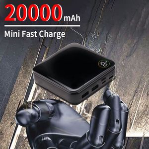 Mini Power Bank 20000 MAH Fast Şarj Taşınabilir Harici Şarj Cihazı 2USB Dijital Ekran İPhone için Harici Pil Xiaomi Huawei