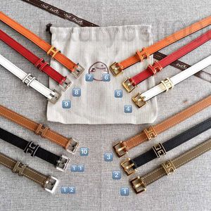 Belts designer 15mm H ring square needle buckle belt thin head layer cow leather quality horse cart letter lady B2H7