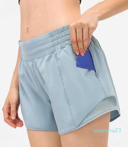 2023 womens l-33 yoga shorts pants pocket quick dry gym sport outfit high-quality style summer dresses Elastic waist 61