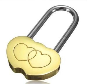 100pcs Padlock Love Lock Lock gravado Double Heart Heart Valentines Anniversary Day Gifts Lock Festa de Casamento Decoração Presente Presente