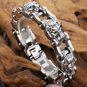 13/18MM Gotico Testa di Leone Fascino Chian Bracciale Uomo Rock Acciaio inossidabile Massive Punk Skull Bike Moto Biker Bracciale di collegamento Gioielli