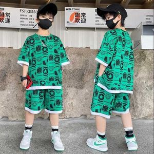 Set di abbigliamento Set per ragazzo adolescente Abbigliamento per bambini Completo in cotone Abiti estivi per gite Top Pantaloncini PCS Abbigliamento per bambini