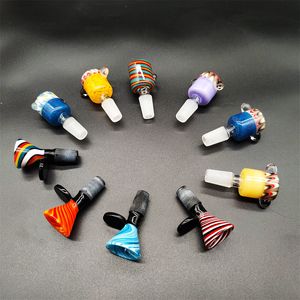 2023 Wig Wag 14mm Thick Bowl Piece Bong Glass Slide Water Pipes Colored Heady Slides Colorful Bowls Male Smoking Accessory Dab Rig Randomly Mixed Retail