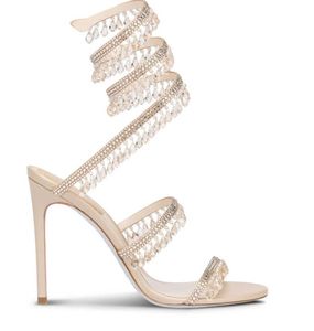 Caovillas bröllopsklänning sandal kvinnor höga klackar skor romantisk lady ljuskrona naken stilett sandaler smycken sandalier ankel rem med låda YSL