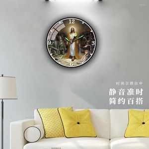 Wall Clocks Christ Acrylic Clock With Luminous Pointer Christian Prayer Home Decor Modern Design Silent Religious Catholic Gift