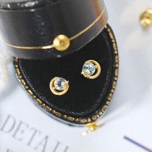 Studörhängen Mobuy S925 Silverörhänge för kvinnor stjärna månen naturlig topas kristall 14k guld pläterade fina smycken korea stil ei157
