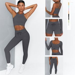 Aktiva uppsättningar sömlösa sportdräkter yogavorda toppar fitness leggings gymträning sportkläder träning outfit set