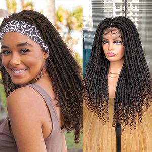 Volle Spitze Göttin Locs Perücken für schwarze Frauen 26 volle Spitze synthetische natürliche gewellte Faux Locs Zöpfe Perücke natürliches Schwarz Hihoo Hairf