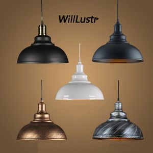 Vintage Metal Pendant Lamp Industrial Style Iron Pot Cover Hanging Lighting Loft Cafe Bar Hotel Store Creative Suspension Light