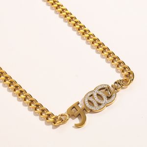 18K Gold Necklace Stainless Steel Necklace Fashion Women Designer Necklaces Choker Letter Pendant Chain Crystal Statement Wedding Jewelry ZG1317