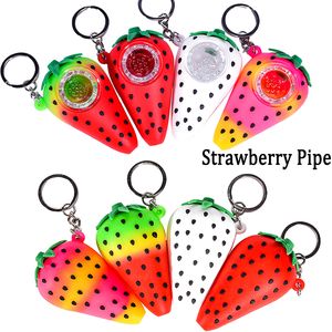 Strawberry Type Oil Burner Pipe Smoking Hand Pipes Silicone Glass Tobacco Spoon Oid Dab Rigs