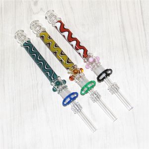 Hosahs Dab Straw Nectar Sats med 10 mm Gr2 Titanium Nail Tips Quartz Tip Dabber Tool Glass Straws Nectar Pipe