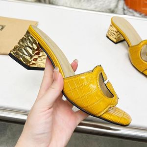 Classic designer slippers in summer, high heels and 5cm sandals with thick soles, ladies' leather party, fashionable and sexy casual ladies' factory with box plus size44