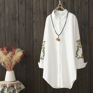 Женская блузская рубашка цветочная эембдеральная рубашка с длинным рукавом с длинным рукавом плюс размер весенние белые рубашки SW022 230314