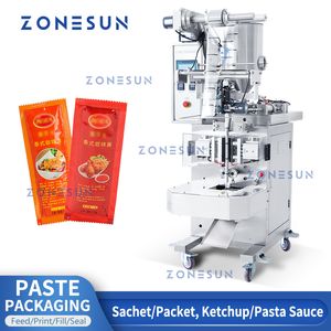 Zonesun自動貼り付け液体パッケージング機ケチャップハニースティックオイル酢水袋シーリングZS-S100