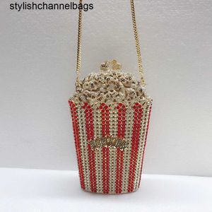 Bolsas noturnas Xiyuan Popcorn Crystal Clutch Sacos Mini Caixa de metal Minaudiere Bolsas de jantar para festa de casamento Bolsas de jantar Rhinestone Gream