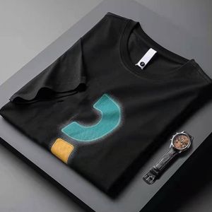 T-shirt da uomo Estate New Light Luxury T-shirt a maniche corte T-shirt da uomo in cotone mercerizzato Slim Letter T-shirt da uomo girocollo Abiti di moda per uomo Taglia asiatica