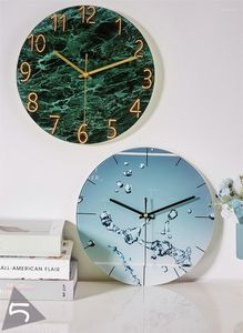 Orologi da parete 30 cm Orologio in marmo con motivo a frutta Soggiorno Silenzioso Casa Moderna Quarzo Cucina Decor Moda di lusso 3D