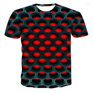 Camisetas masculinas tamanho grande camiseta masculina 2023 verão círculo geométrico estampado em 3D camiseta moda com decote em O manga curta casual solta