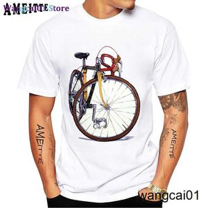 wangcai01 T-Shirt fai-da-te Fixed Gear Bicyc Cyclist Pittura T-Shirt New Summer Men Short Seve Road Bike Amante dello sport Bianco Casual Boy Tees Vintage Top 0315H23