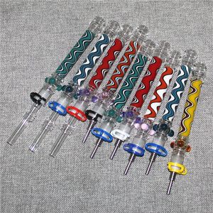 10mm Mini Glass Nectar Pipe Hookahs With Quartz Tips Titanium Nail Oil Rig Keck Clip Concentrate Dab Straw Bong Ash Catchers