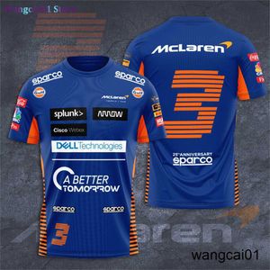 Wangcai01 DIY футболка 2023 Summer New McLaren F1 Мужская футболка Formula-One Team Racing Seve Round Seck Form Fashion Sportoor Sports Top 0315H23