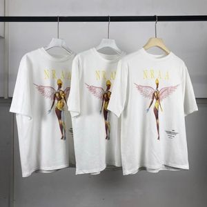 2024 Névoa feminina Qualidade de qualidade masculina camisetas Angel Print Tees Fashion Fashion Styles Styles de designer de streetwear Manga curta Top de pescoço