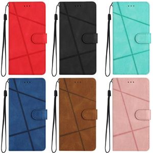 Leather Wallet Cases for iphone 14 pro max 13 12 mini 11 XR XS MAX 6P 7P 8P Business Vertical Line Card Slot Holder Phone Flip Skin Feel Cover