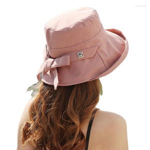 Beanies Beanie/Skull Caps Solid Color Bowknot Fisherman Hat Women's Autumn Sun Shaping Cap Shopping Summala Bersatile Designer Bucket