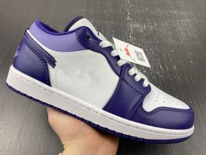 Shoes 2023 Motorcycle Boots Original Quality Jumpman 1 Low Sky J Light Purple-White 553558-515 Designer Basketball Real Leather Outdoor