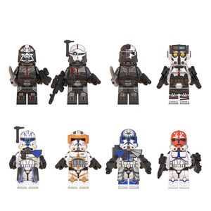 8Pcs/Lot Minifig Factory Plastic Building Blocks Toys Space Wars Jesse Rex The Clone Troopers Stormtroopers Mini Figures with accessories WM6095